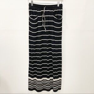Max Studio Stripe Drawstring Jersey Knit Maxi Skirt XS